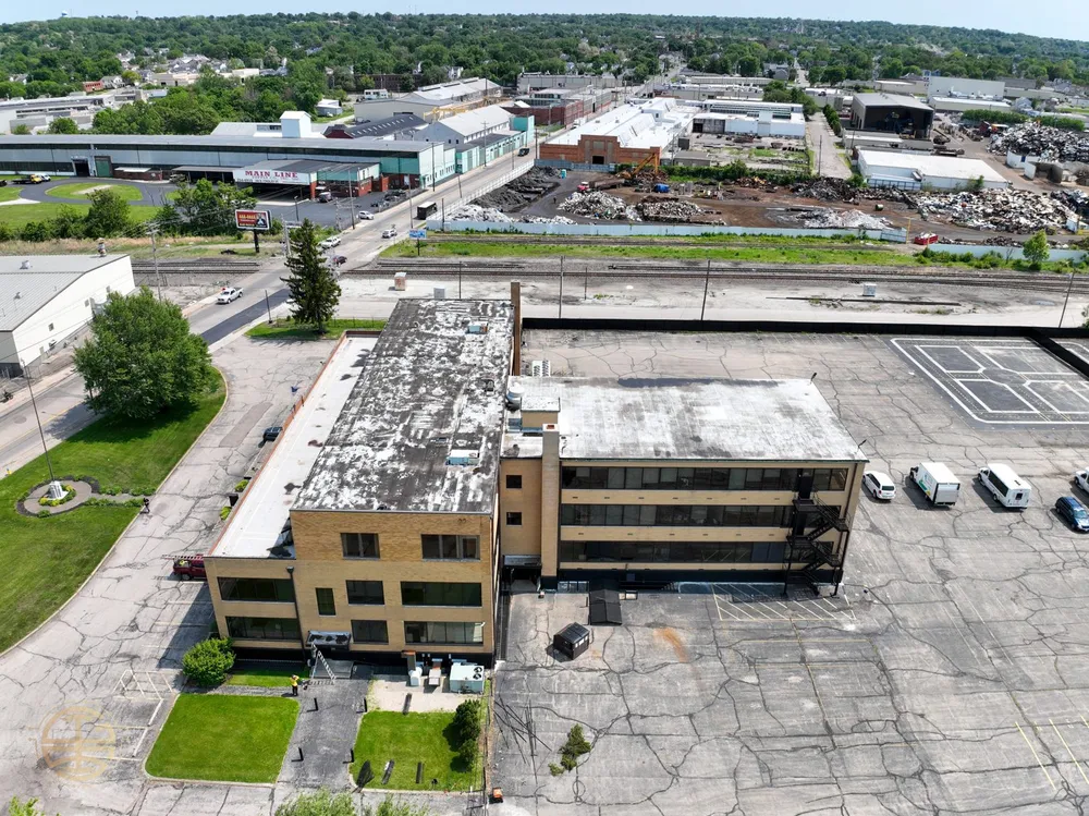 Overhead drone capture of a commercial roof used for roof documentation